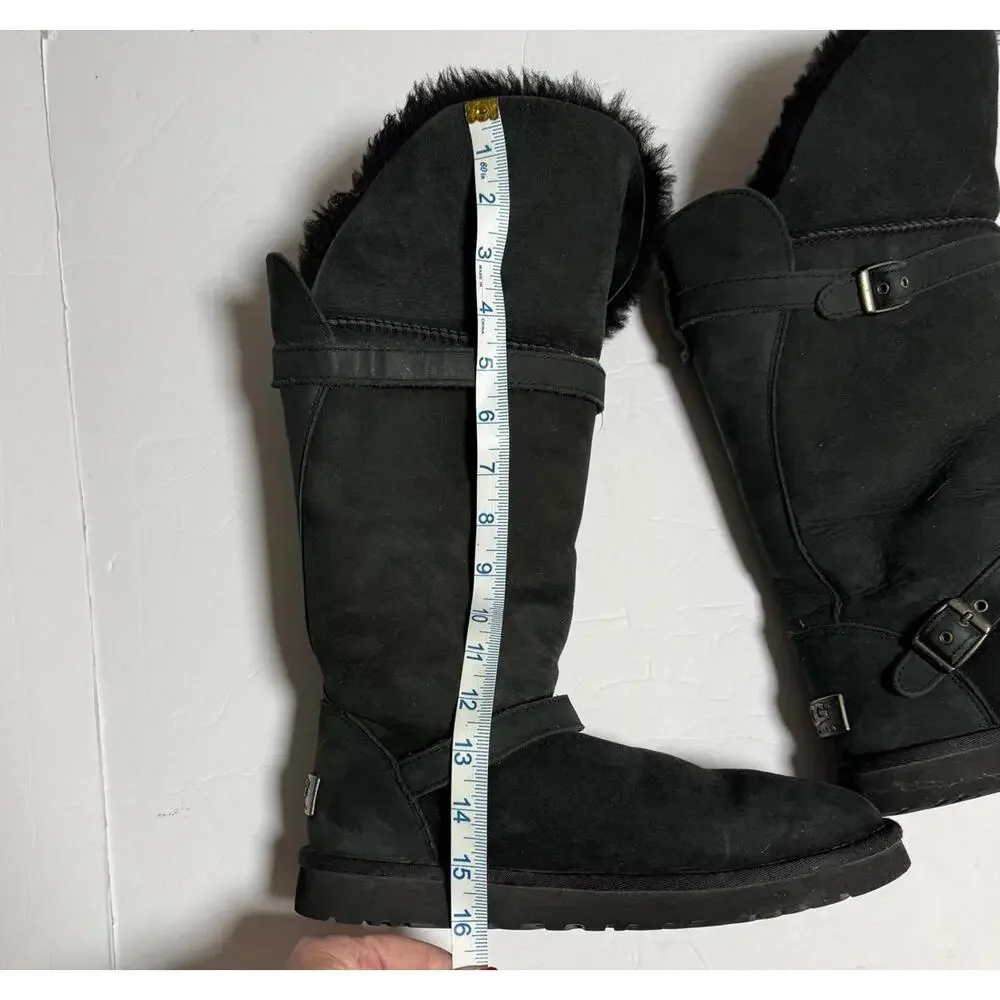 UGG Australia Ciera Tall Black Convertible‎ Suede Sheepskin Boot SZ 8. Cabincore